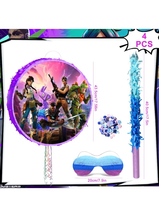 ILovhaprty Fortnite Round Pinata, Fortnite Party Pinata Bundle - Large Gaming Pinata, Battle Royale Party Game Decorations Party Stick etc Fortnite Pinata Birthday Party Decoration Supplies - Image 2